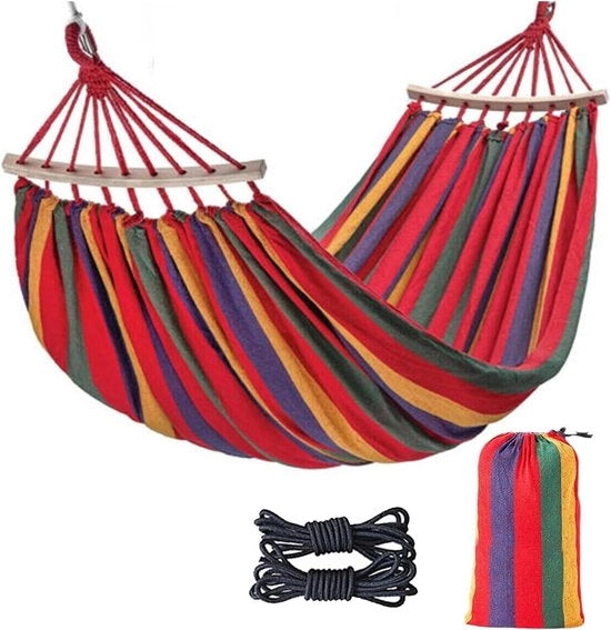 Hangmat grande da 270 x 150 cm con braccia di allargamento e tessuto di canapa rinforzato - 550 lbs di capacità di carico