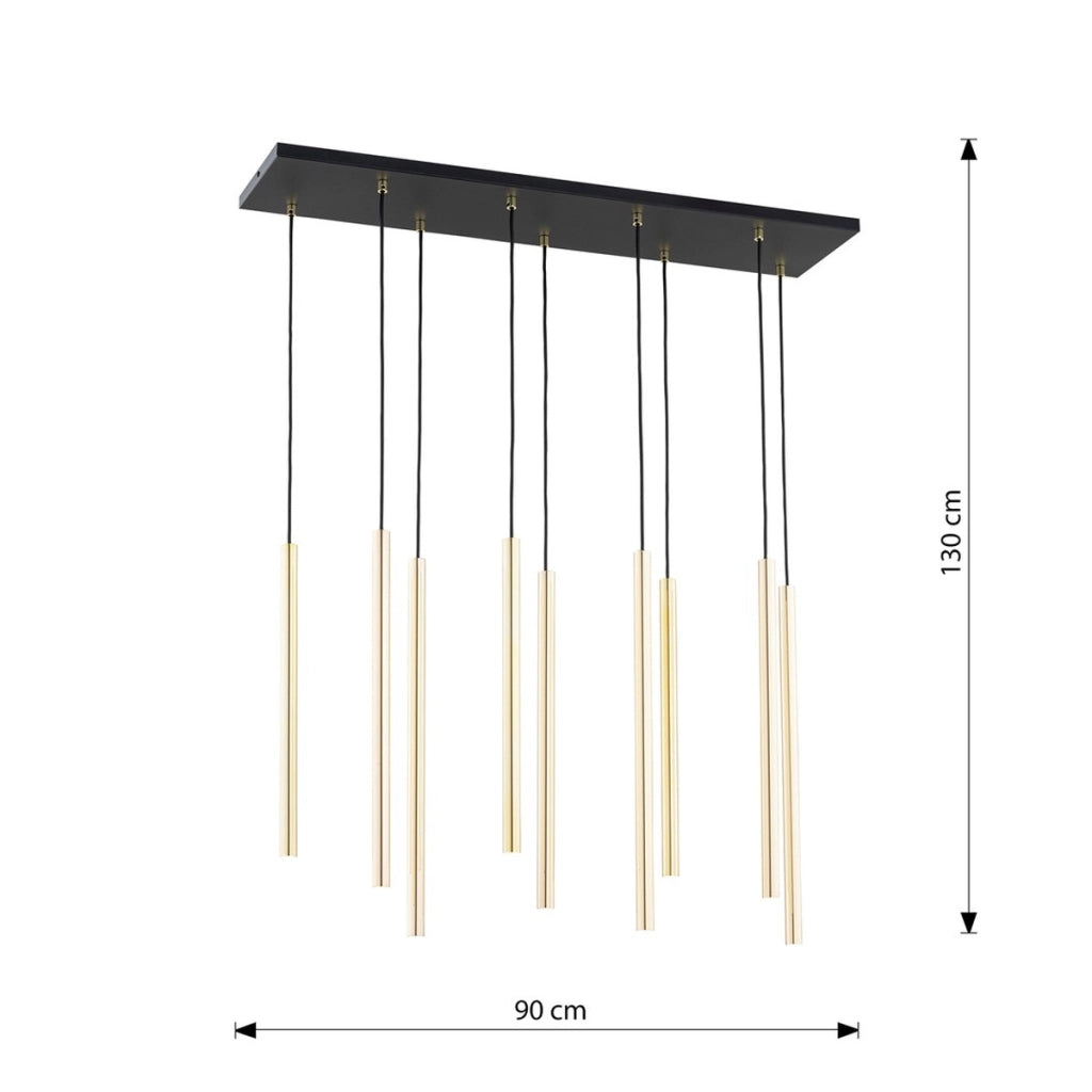 Lampada a sospensione Selter in acciaio nero e oro