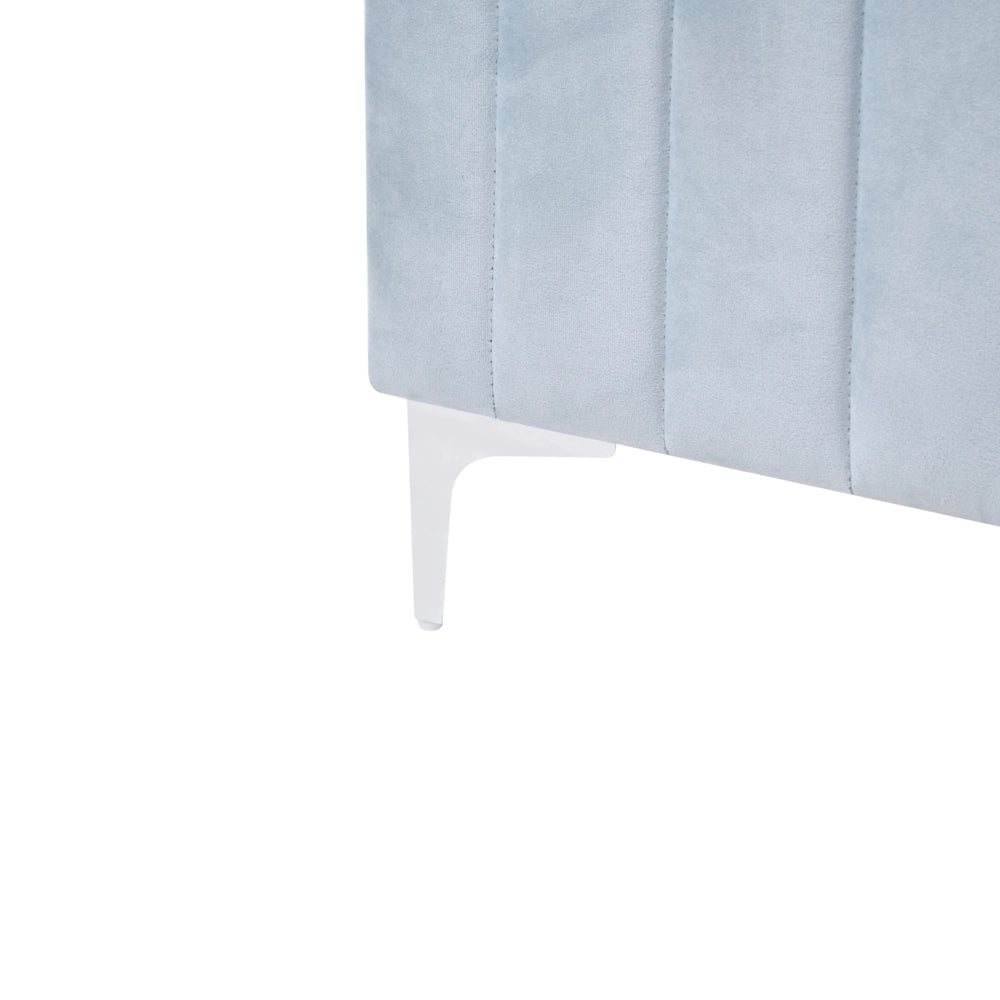 Letto con rete in velluto azzurro 180 x 200 cm testata imbottita gambe moderne in metallo