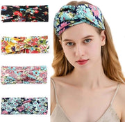 Fascia per Capelli a Stampella a Fiori - Fascia per Capelli Elastica Boho - Fascia per Capelli per Atletica - Fascia per Capelli Sport - Fascia per Capelli per Donne Ragazze