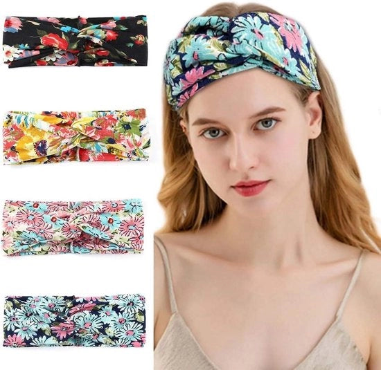 Fascia per Capelli a Stampella a Fiori - Fascia per Capelli Elastica Boho - Fascia per Capelli per Atletica - Fascia per Capelli Sport - Fascia per Capelli per Donne Ragazze