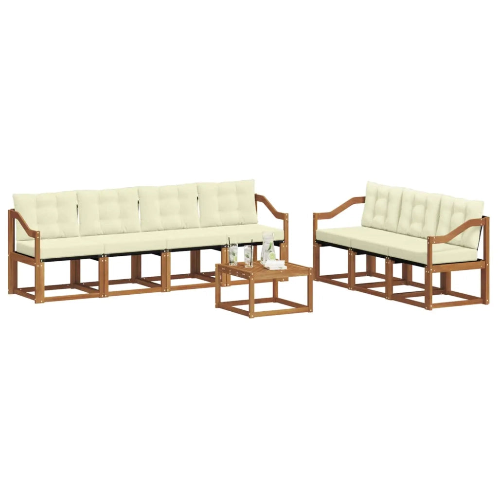 Set di divani da esterno con cuscino 8 pcs Naturale e Crema