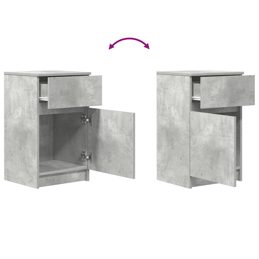 Comodini 2 pz Grigio Cemento 39x35x65 cm in Legno Multistrato 861326