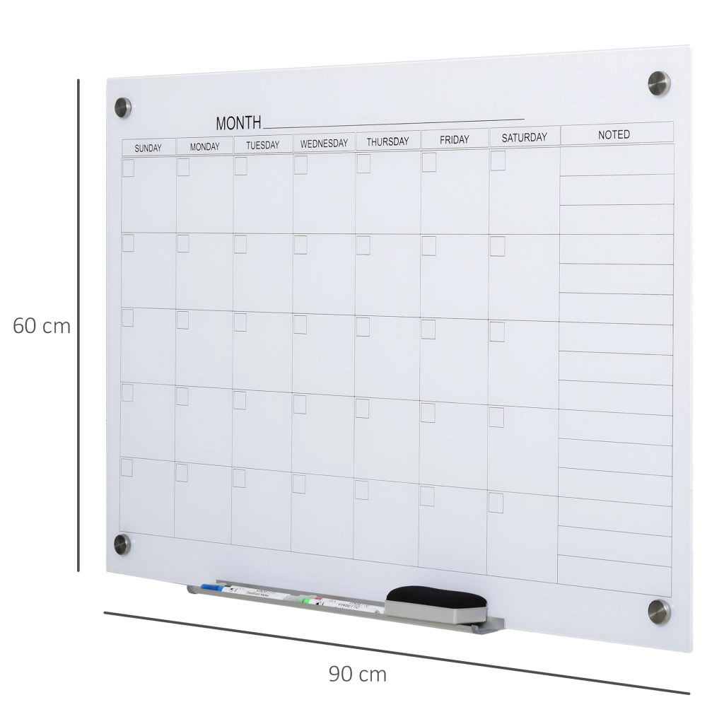 Lavagna bianca calendario settimanale ¨C zephmum ¨C 90x60cm bianco con 4 pennarelli e cancellino