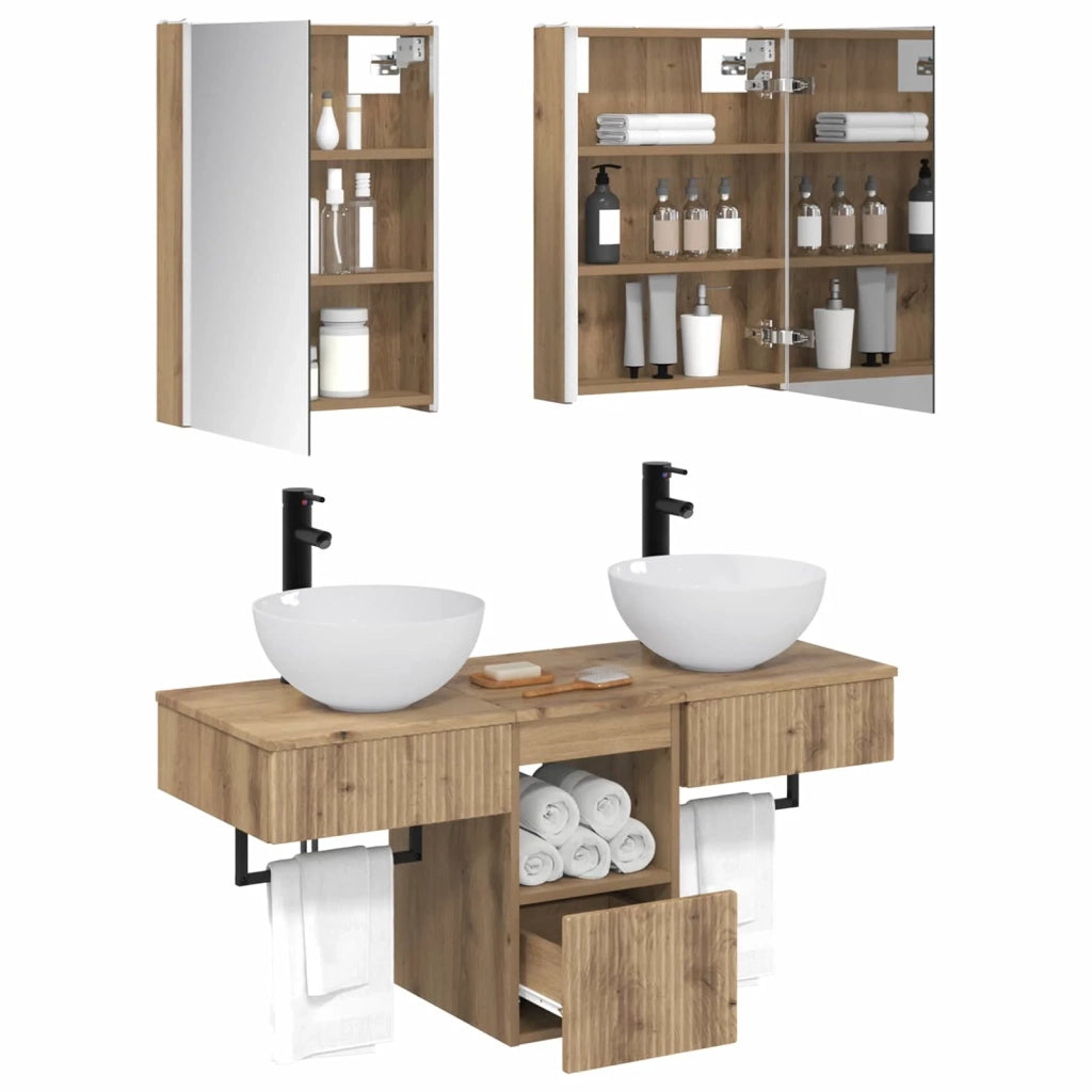 Set di Armadi da Bagno 5 pcs Rovere Artigianale 3406294