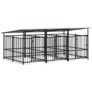 Cuccia/recinto/box esterno per cani con tetto in acciaio 5,63 m² nero 02_0041763