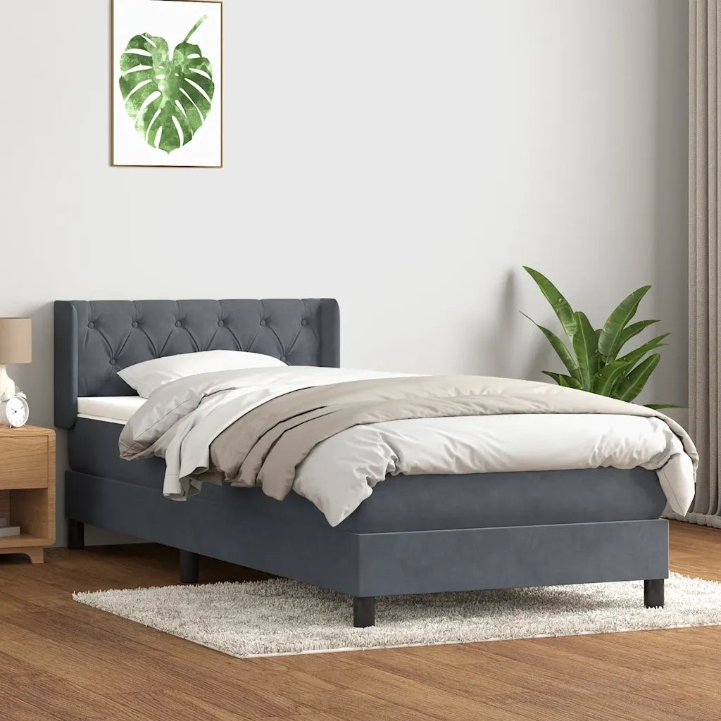 Giroletto a Molle con Materasso Grigio Scuro 80x220 cm Velluto 3318388