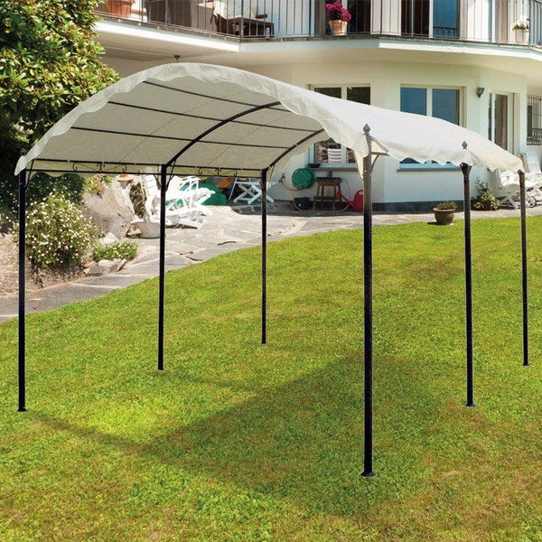GAZEBO 3X4 FERRO ANTRACITE TELO POLIESTERE 180GR ECRU PER GIARDINO TERRAZZO