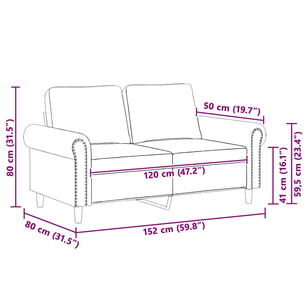 Divano a 2 Posti-Sofa 2 Posti Nero 120 cm in Velluto 747003