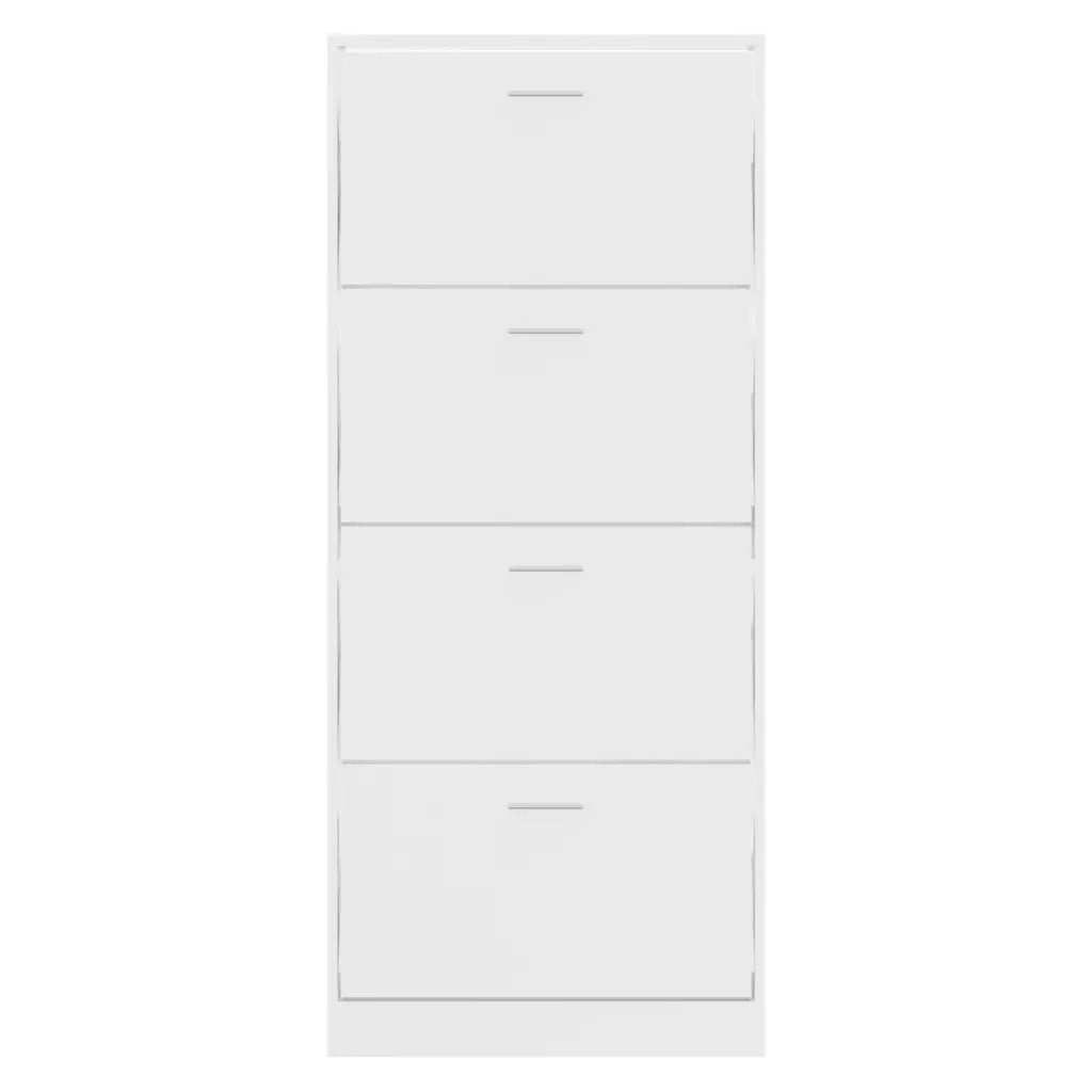 Scarpiera Bianco Lucido 63x24x147 cm in Legno Multistrato