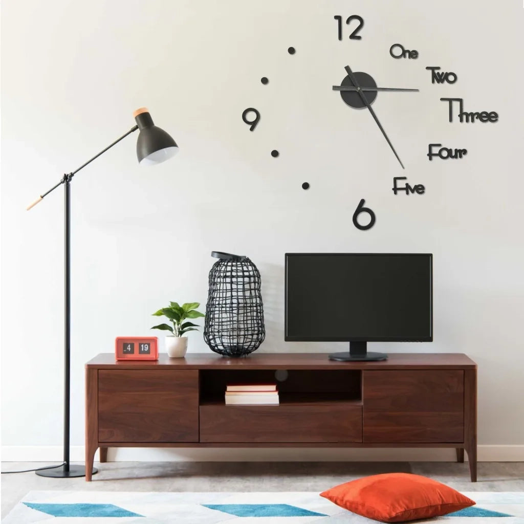 Orologio da Parete 3D Design Moderno Nero 100 cm XXL 325153