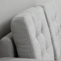 Divano a Due Posti con Contenitore, Impunture a Bottoni, Cuscini, Legno di Gomma, 117x62x78cm, Grigio Chiaro