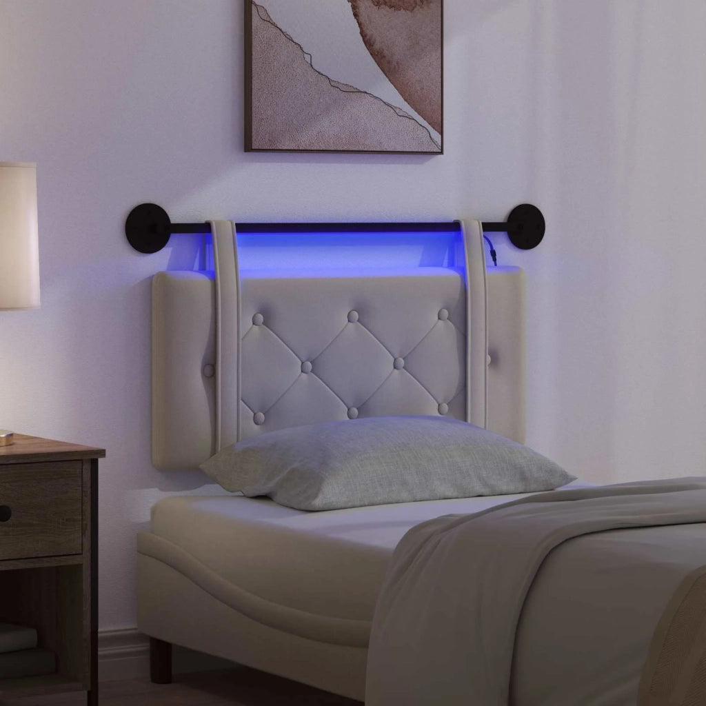 Testiera | Testata sospesa Con luce LED Crema Similpelle