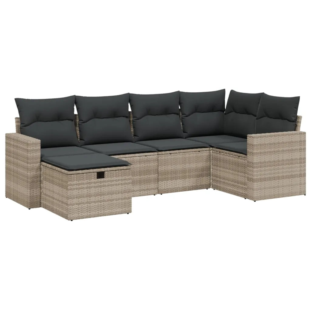 Set Divano da Giardino 6pz con Cuscini Grigio Chiaro Polyrattan 3263488