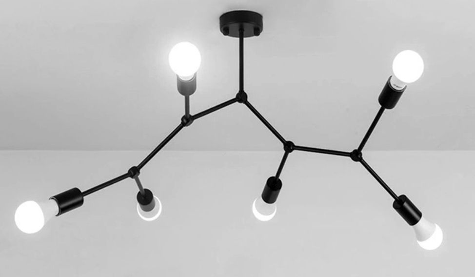 Lampada Da Soffitto Nera Metallo Loft APP737-6C Black
