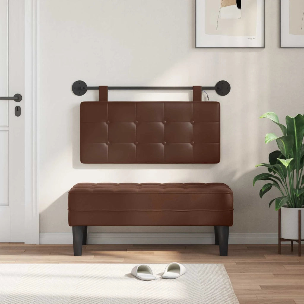 Testiera | Testata sospesa Con luce LED Marrone Similpelle