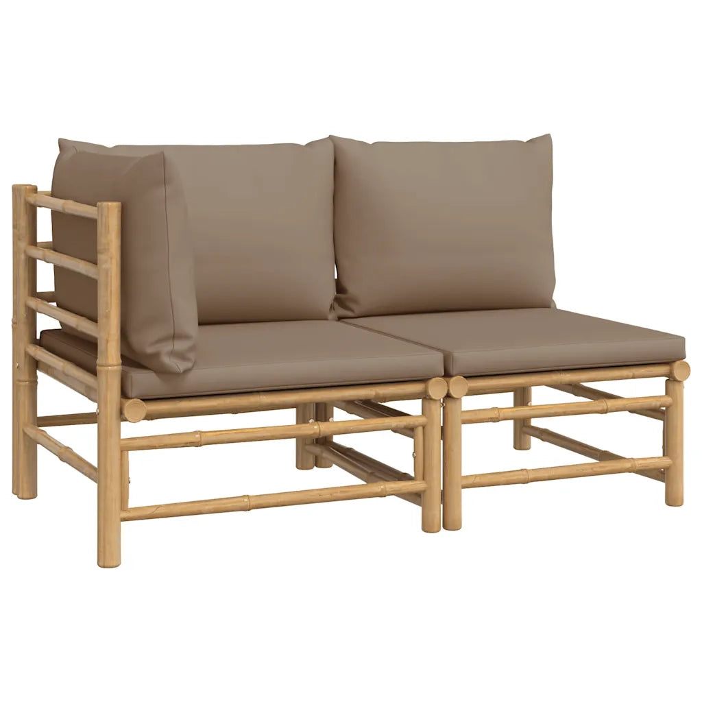 Salotto da Giardino-Set Salotto da Giardino 2pz con Cuscini Tortora Bamb¨´ 663699