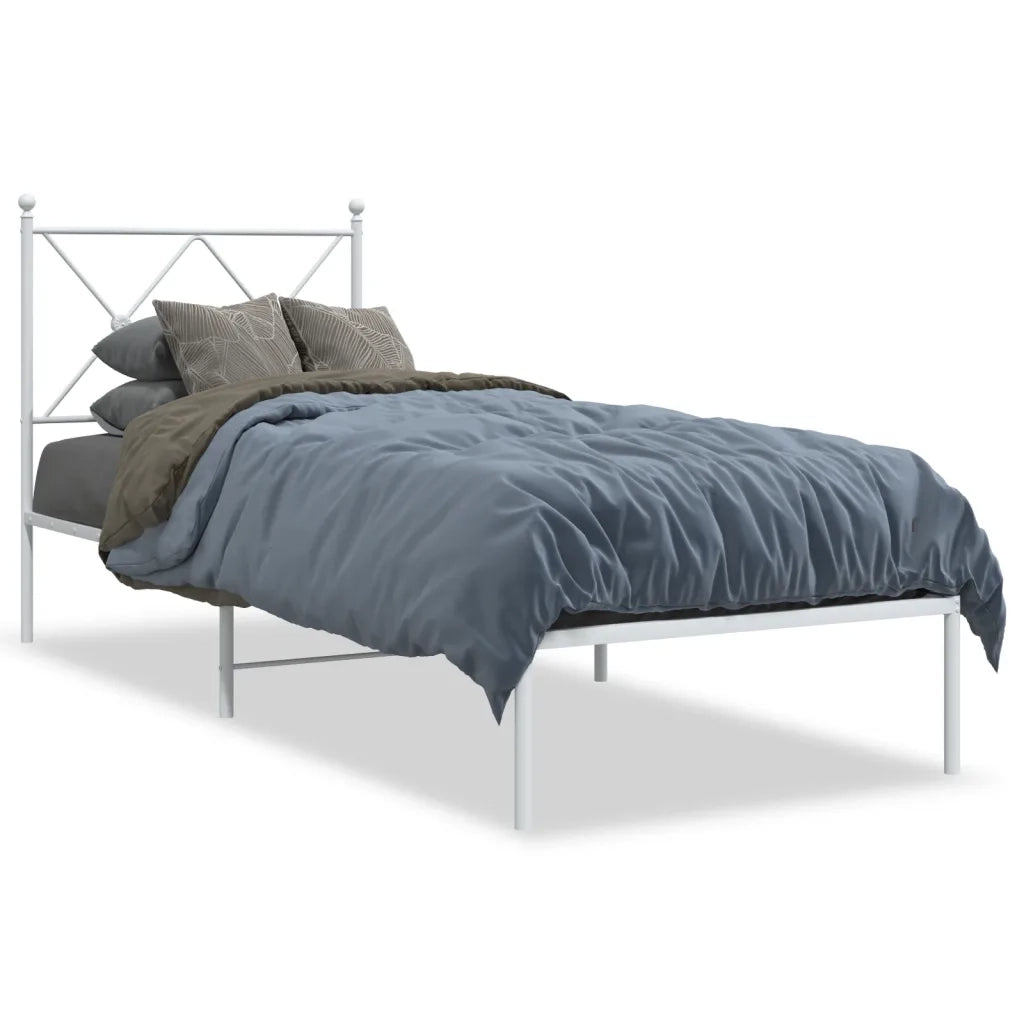 Giroletto senza Materasso con Testiera-Struttura Letto Metallo Bianco 75x190 cm 711348