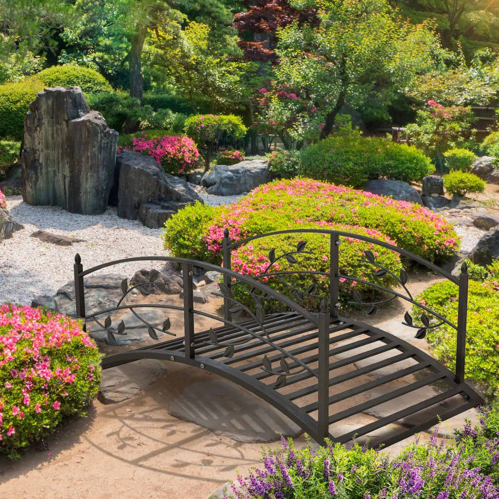 Ponticello da giardino per laghetto ¨C zephmum ¨C nero acciaio 119x67x47 cm