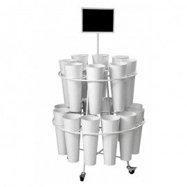 (2c)Portafiori espositore pz 20 bianco cm 82 x 155 h con rotelle(740398-740404)