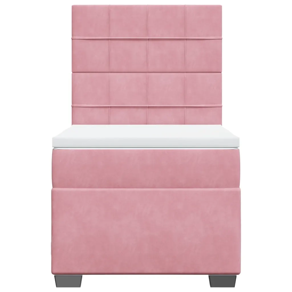 Giroletto a Molle con Materasso Rosa 90x200 cm in Velluto 3290815