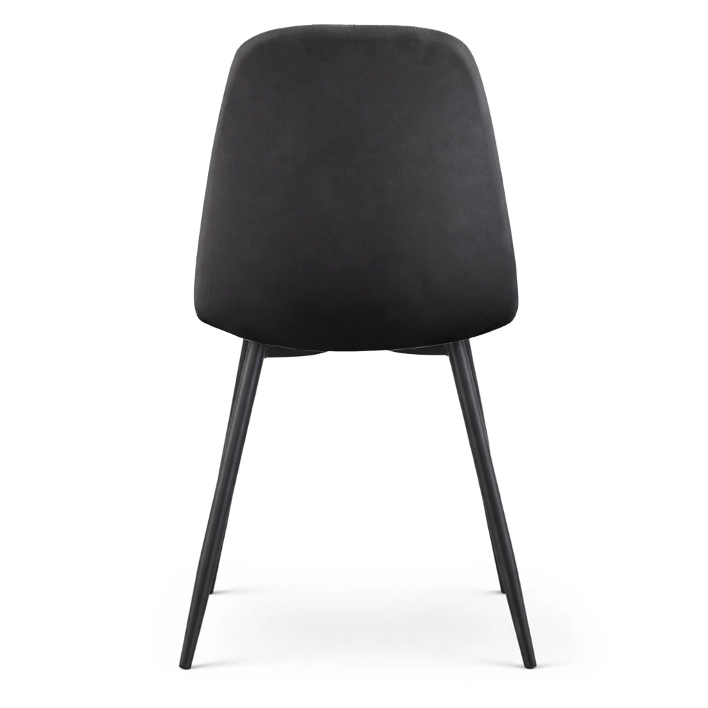 Set di 8 Sedie in velluto trapuntate LUMO Nero gambe nere