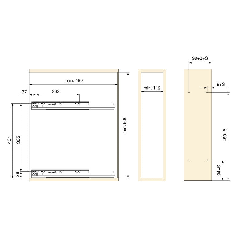 Portaposate Optima Vertex/Concept, profondità 500 mm, spessore 16 mm, modulo 900 mm, Tecnoplastica, Grigio antracite