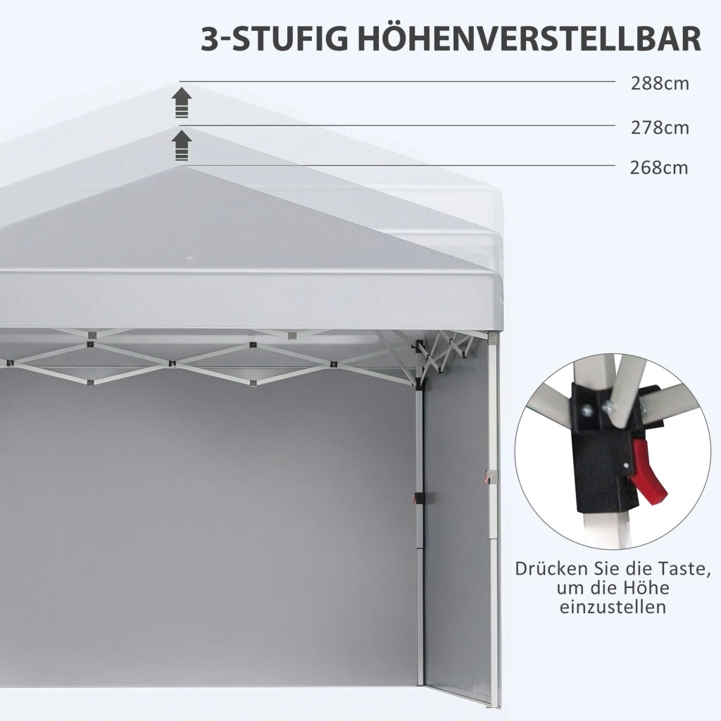 Gazebo; due pareti laterali; borsa da trasporto; struttura in acciaio; grigio chiaro; 3 x 3 x 2;7 m