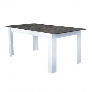 Tavolo Gemma Bianco e Grigio Scuro Effetto Cemento 160/200 x 90 x 75 h