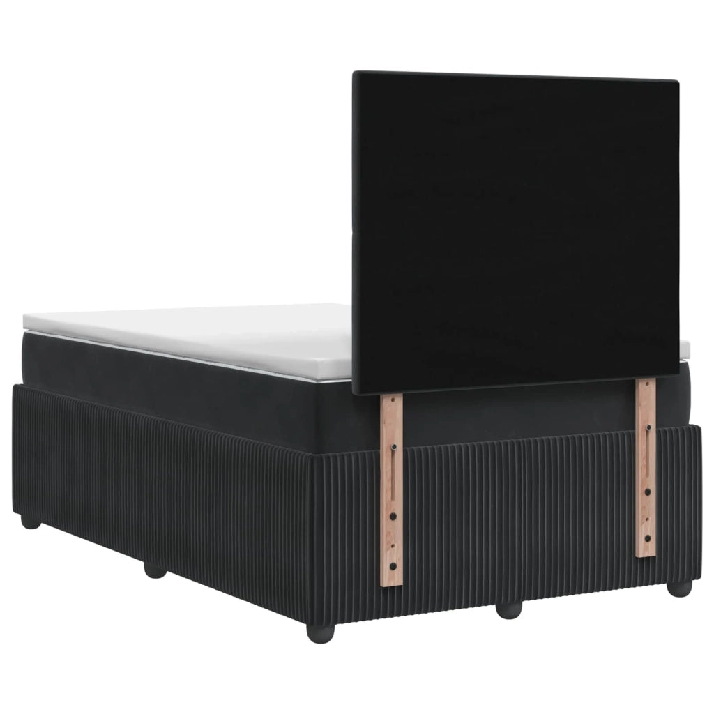 Letto Box Spring LED con Materasso Nero 120 x 190 cm Velluto 3456037