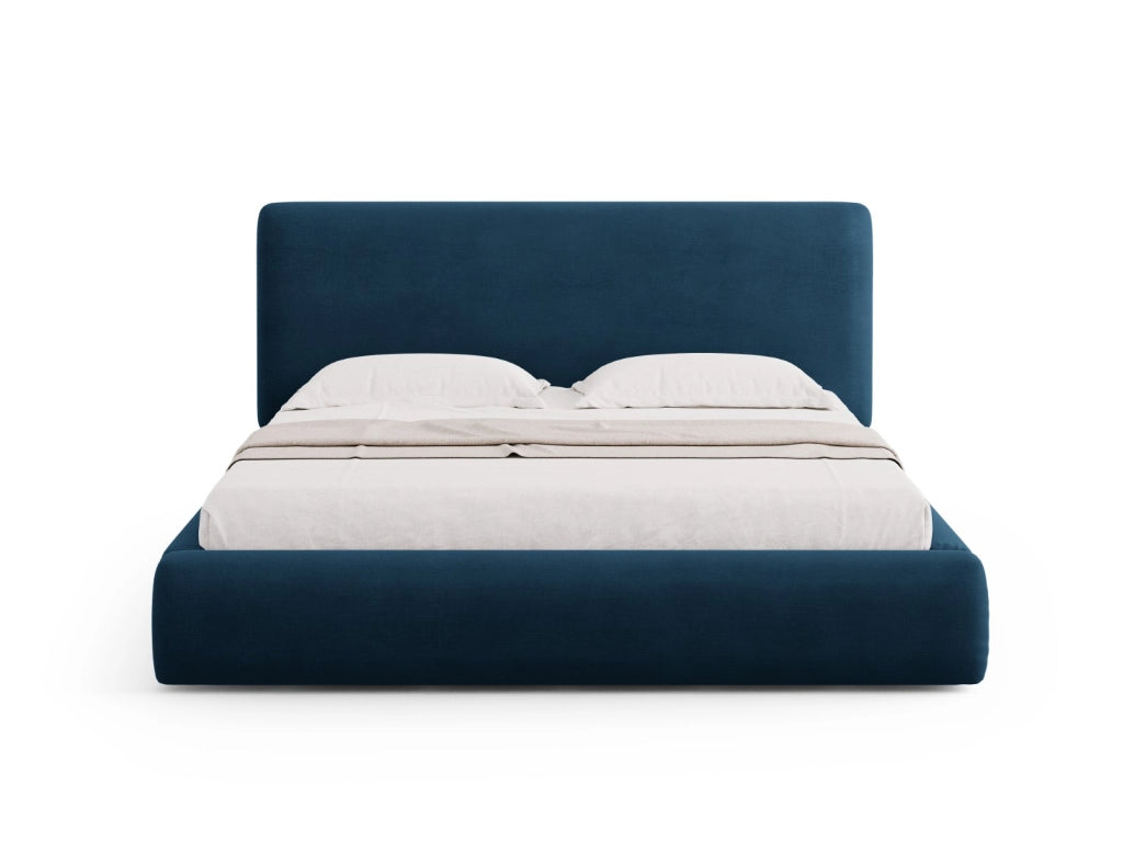 Cosmopolitan Design - Letto a cassettone con testiera "Colonel" 160x200cm in ciniglia blu reale 