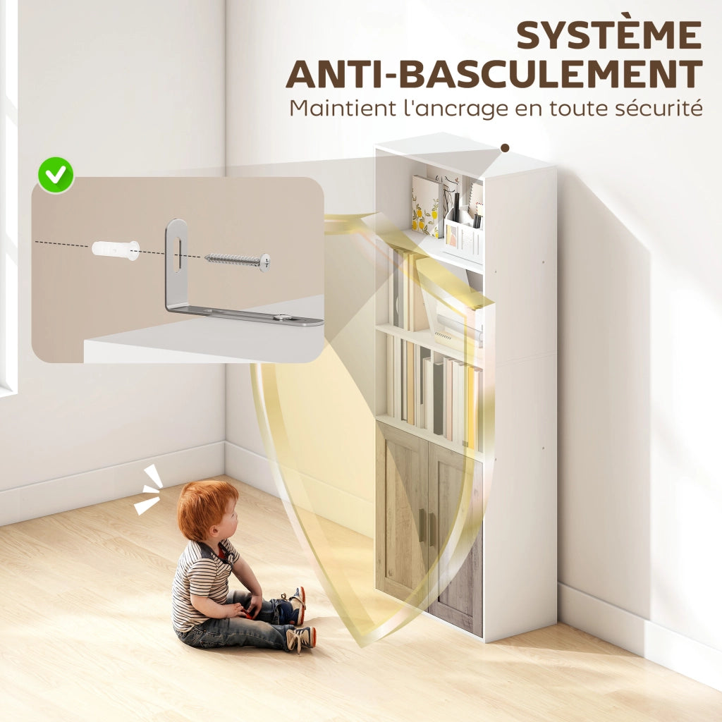 Libreria con ante e scaffali aperti ¨C Zephmum ¨C Bianco 60x30x149.5 cm
