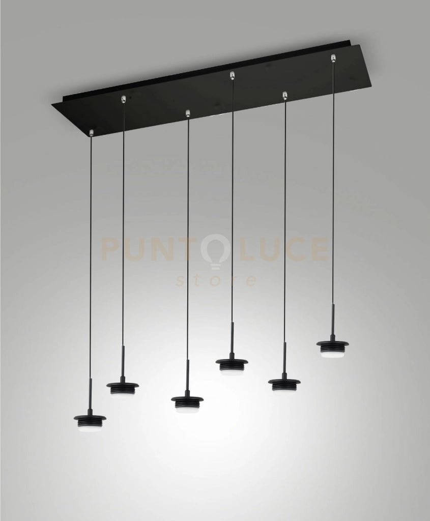 3804-46-101 MONTATURA NERA COMPLETA RETTANGOLARE 6 LUCI CCT 2700K - 3000K - 4000K-  42W - 4500 lm DIMMERABILE