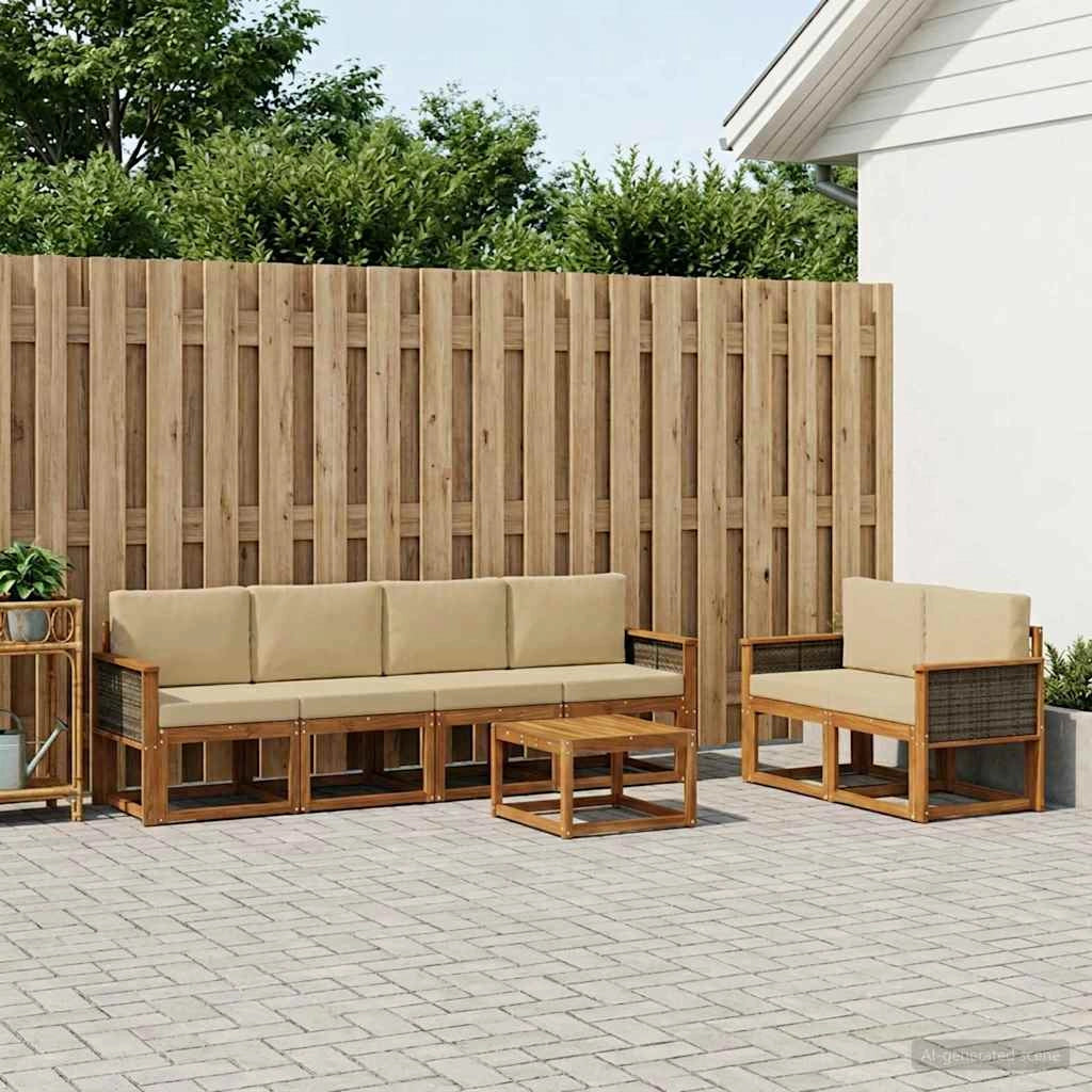 Set di divani da esterno 6 pz Naturale 3385009