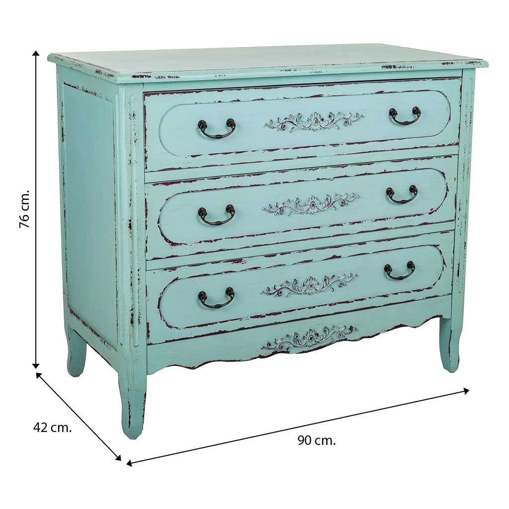 Cassettiera in legno 90x42x76h