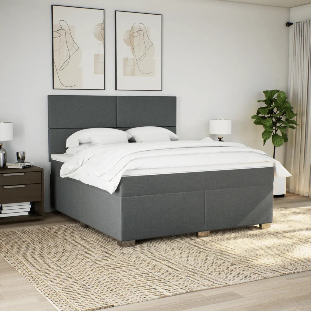 Giroletto a Molle con Materasso Grigio Scuro 180x200 cm Tessuto 3290561
