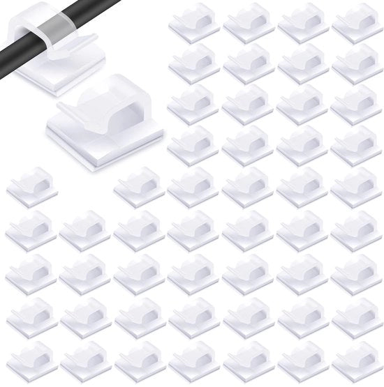 Impiallacciatori per cavi 60 pezzi - Impiallacciatori self-adesivi - Mini clip per cavi - In trasparenza - In plastica - Adatti per cavi di diametro 0,1-0,5 cm