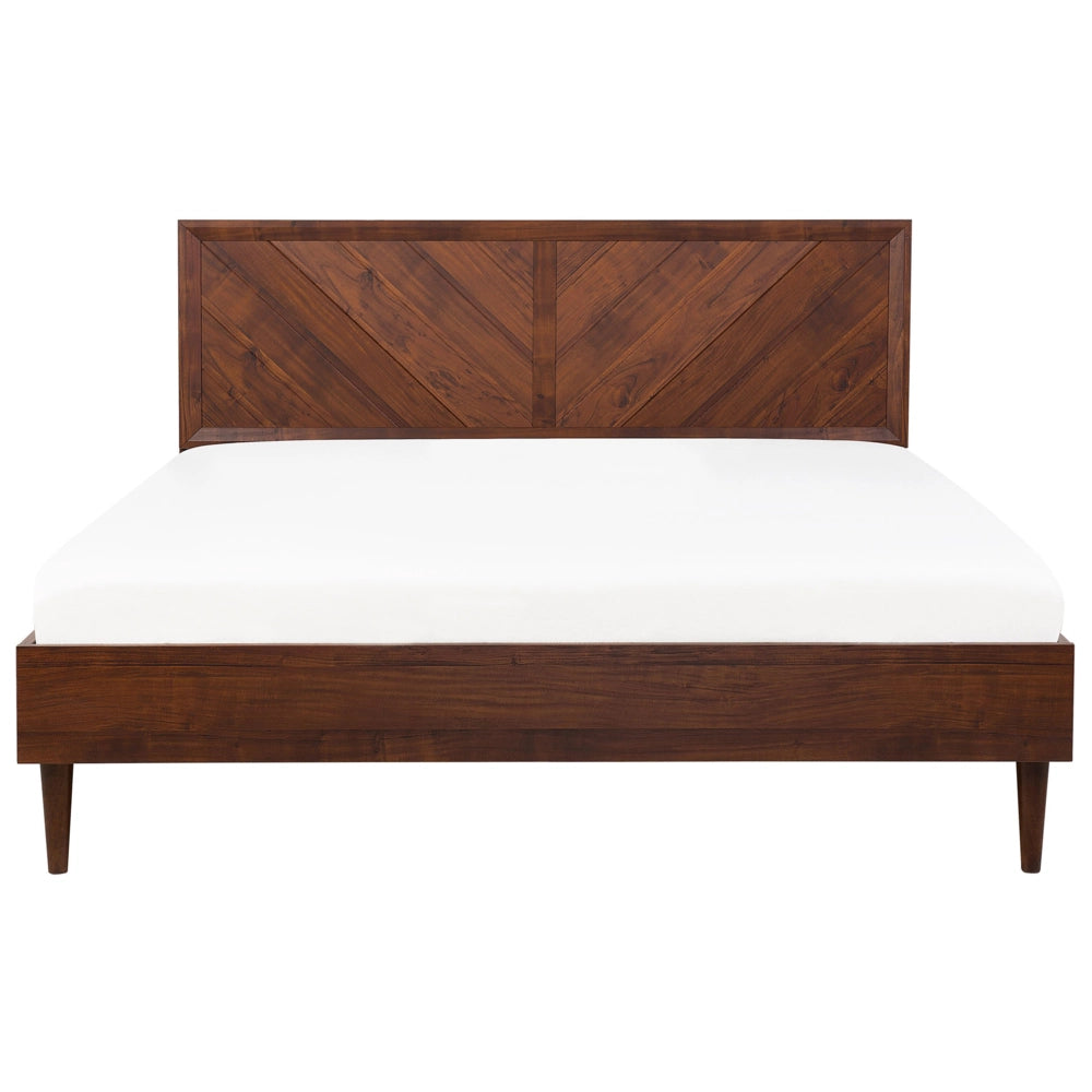 Letto 180 x 200 cm in legno scuro con rete a doghe LED vintage