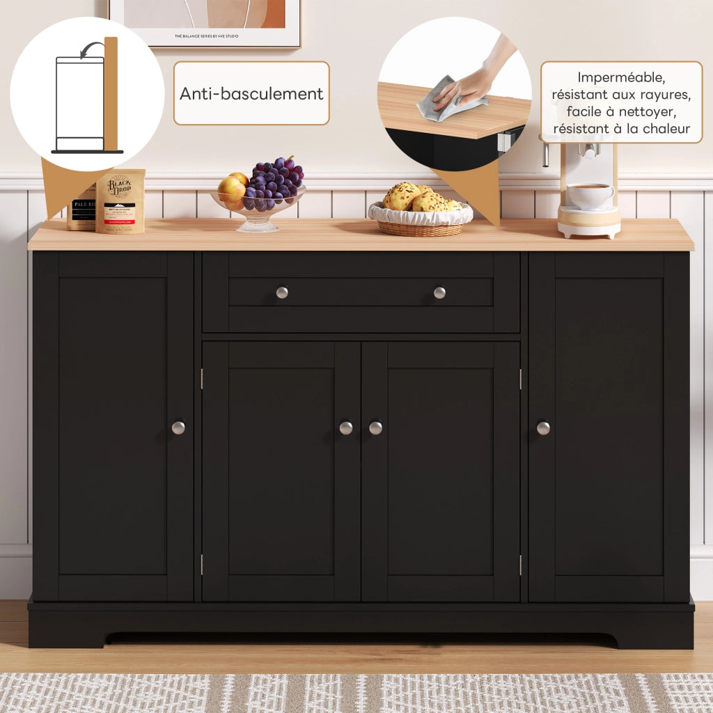 Credenza da cucina con 1 cassetto; 2 ante e ripiani regolabili; per cucina in MDF; nero