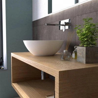 Mensolone bagno 60 cm rovere miele con vano a giorno per lavabo da appoggio Master