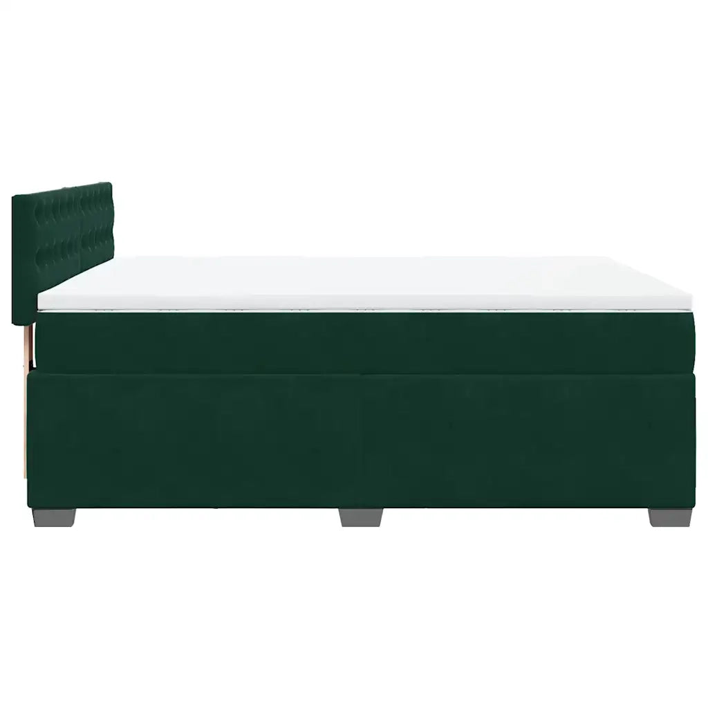 Giroletto a Molle con Materasso Verde Scuro 160x200 cm Velluto