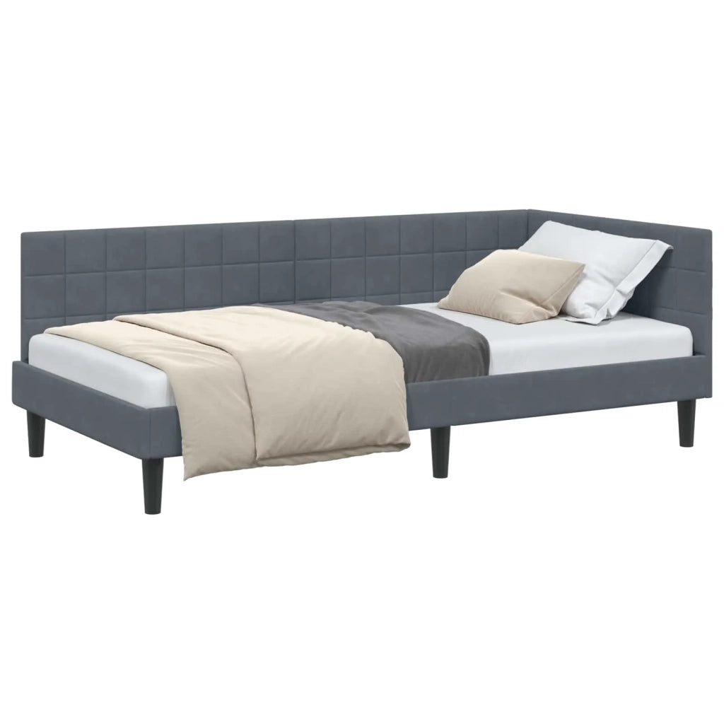 Cornice del letto ad angolo Grigio scuro 90 cm x 200 cm Velluto 42016429