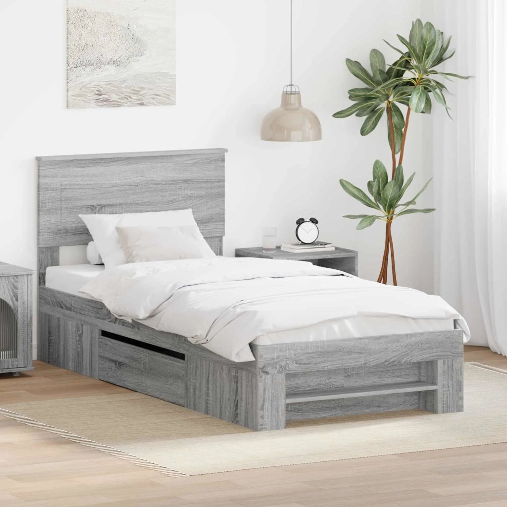 Struttura del letto Grigio Sonoma 100 x 200 m Legno multistrato