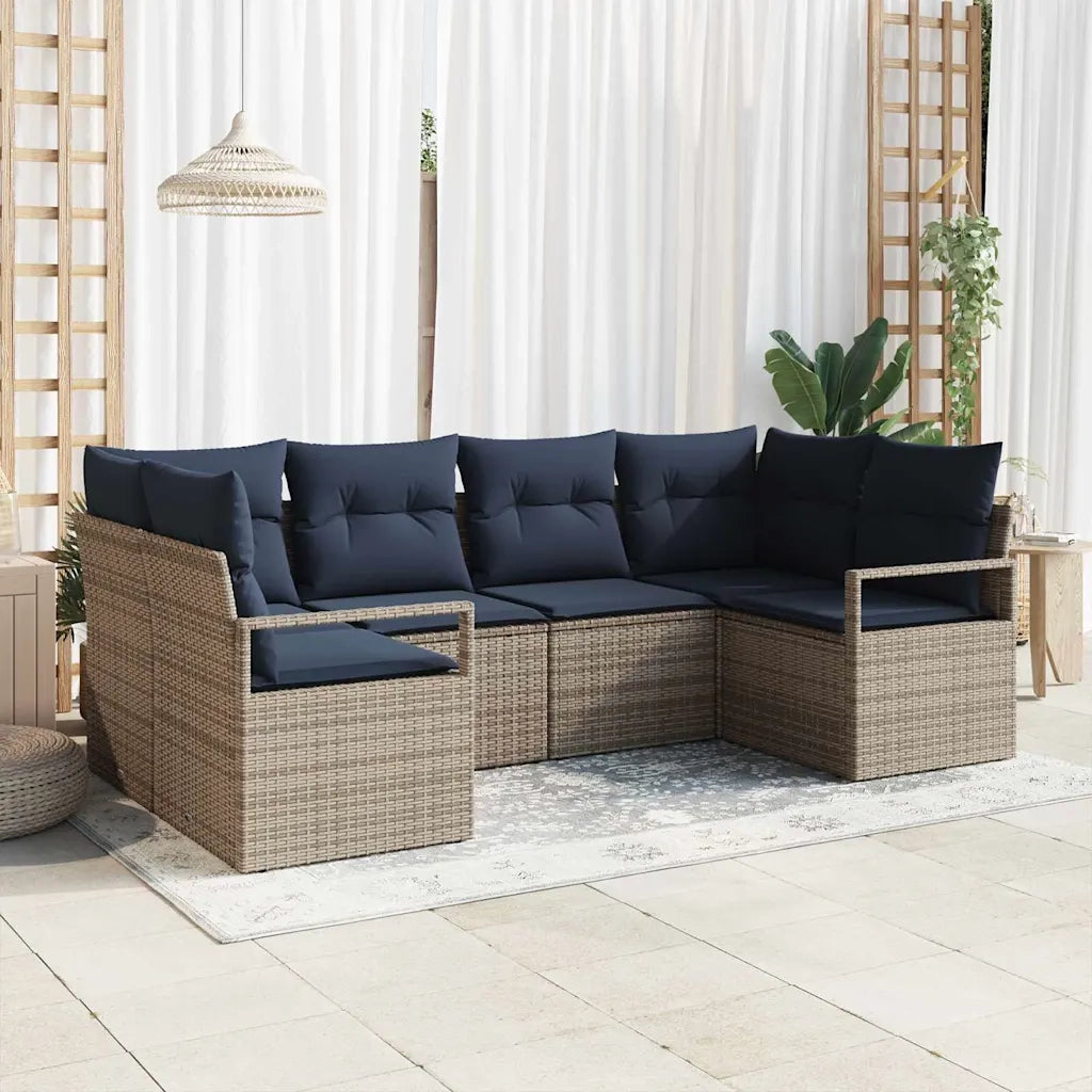 Set di divani con cuscino 6 pcs Grigio Rattan in Polipropilene