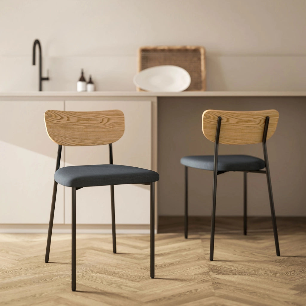 Sedia da pranzo con gambe in metallo e rivestimento grigio ¨C zephmum ¨C set di 2 pezzi