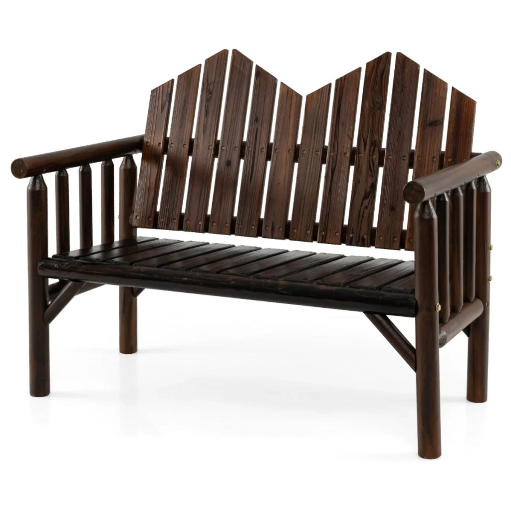 Panca da giardino a 2 posti 120 x 68 x 99 cm comfort ergonomico con schienale inclinato stile contemporaneo legno marrone 20_0010541