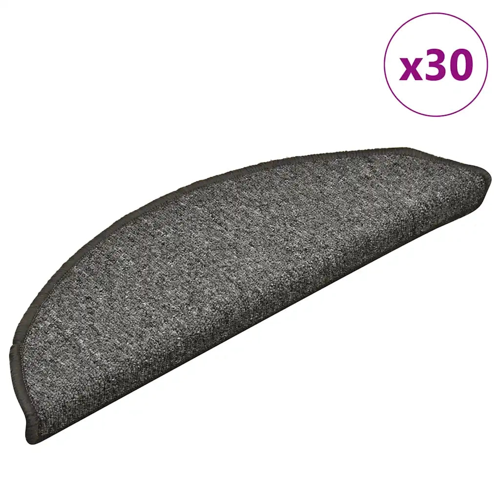 Tappetini per scale 30 pz | Gradini per Scale 56x17x3 cm Grigio scuro Semicircolari