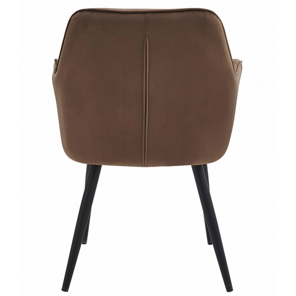 Set di 2 sedie Jork in velluto marrone con gambe nere