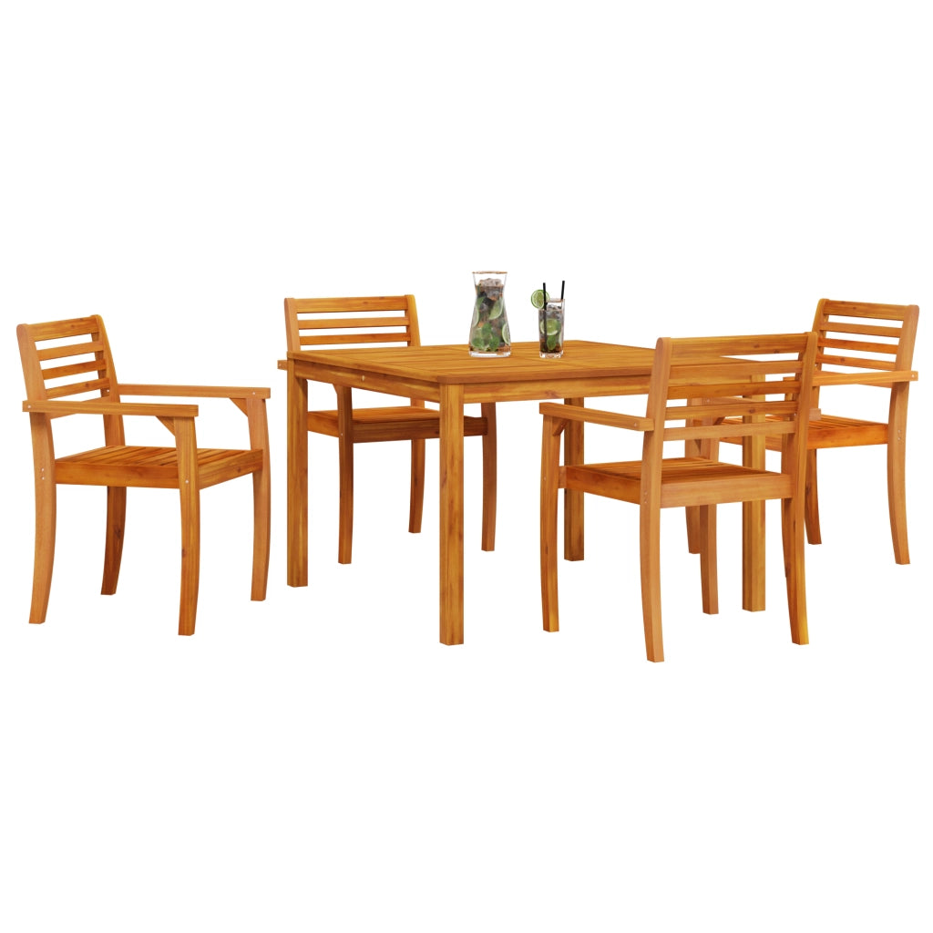 Set da giardino da pranzo 5 pezzi in legno massello di acacia