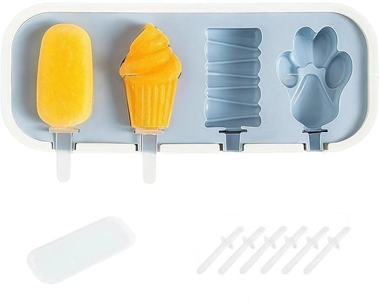 Forme di ghiaccio con coperchio - Forme di ghiaccio riutilizzabili - Senza BPA - Forme di ghiaccio con bastoncini - 6 pezzi - Silicone flessibile